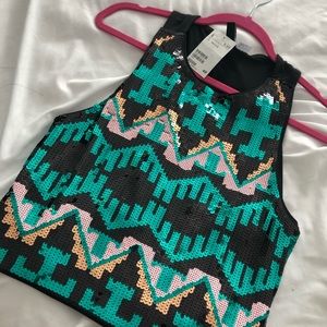 Sequin mini skirt set